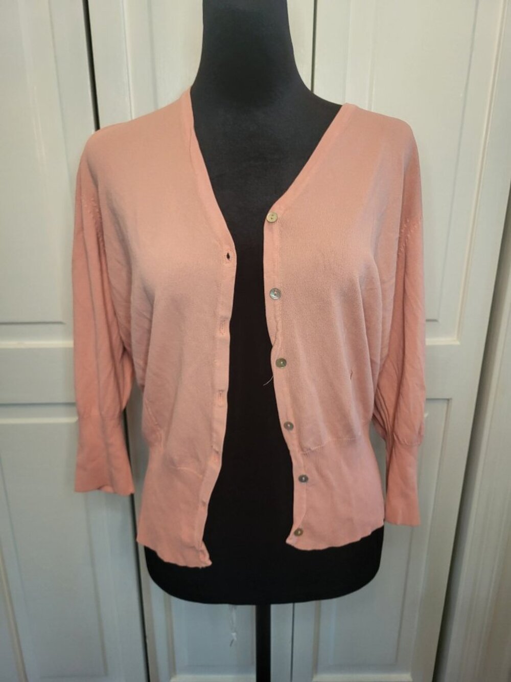 Vintage Y2K George Peach Cropped Cardigan L Stretch y2K Twee Retro Preppy Office